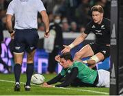 2 July 2022; Joey Carbery of Ireland scores a try, which was subsequently ruled out after a review by the TMO, during the Steinlager Series match between the New Zealand and Ireland at Eden Park in Auckland, New Zealand. Photo by Brendan Moran/Sportsfile