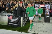 2 July 2022; Ireland captain Jonathan Sexton runs onto the pitch before the Steinlager Series match between the New Zealand and Ireland at Eden Park in Auckland, New Zealand. Photo by Brendan Moran/Sportsfile