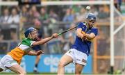 3 July 2022; Ciaran Foley of Tipperary in action against Leigh Kavanagh of Offaly during the Electric Ireland GAA Hurling All-Ireland Minor Championship Final match between Tipperary and Offaly at UPMC Nowlan Park, Kilkenny. Photo by Matt Browne/Sportsfile