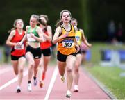 3 July 2022; Nicole Dinan of Leevale A.C. on her way to winning the Girl's U17's 800m Final during day one of the Irish Life Health National Juvenile Track and Field Championships at Tullamore in Offaly. Photo by George Tewkesbury/Sportsfile