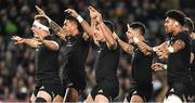 2 July 2022; New Zealand captain Sam Cane leads his side in the haka before the Steinlager Series match between the New Zealand and Ireland at Eden Park in Auckland, New Zealand. Photo by Brendan Moran/Sportsfile