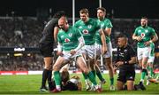 2 July 2022; Keith Earls of Ireland celebrates after scoring his side's first try during the Steinlager Series match between the New Zealand and Ireland at Eden Park in Auckland, New Zealand. Photo by Brendan Moran/Sportsfile
