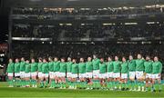 2 July 2022; The Ireland team line up before the Steinlager Series match between the New Zealand and Ireland at Eden Park in Auckland, New Zealand. Photo by Brendan Moran/Sportsfile