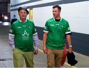 3 July 2022; Actor Bill Murray and golfer Adam Scott, right, arrive for the GAA Hurling All-Ireland Senior Championship Semi-Final match between Limerick and Galway at Croke Park in Dublin. Photo by Stephen McCarthy/Sportsfile
