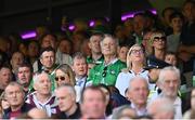 3 July 2022; Businessman JP McManus, centre, with guests, actor Bill Murray, right, and golfer Adam Scott in attendance during the GAA Hurling All-Ireland Senior Championship Semi-Final match between Limerick and Galway at Croke Park in Dublin. Photo by Sam Barnes/Sportsfile