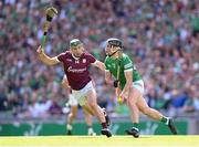 3 July 2022; Darragh O'Donovan of Limerick in action against Brian Concannon of Galway during the GAA Hurling All-Ireland Senior Championship Semi-Final match between Limerick and Galway at Croke Park in Dublin. Photo by Stephen McCarthy/Sportsfile