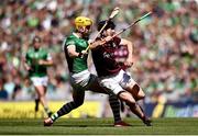 3 July 2022; Pádraic Mannion of Galway in action against Séamus Flanagan of Limerick during the GAA Hurling All-Ireland Senior Championship Semi-Final match between Limerick and Galway at Croke Park in Dublin. Photo by David Fitzgerald/Sportsfile