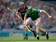 3 July 2022; William O'Donoghue of Limerick in action against Cathal Mannion of Galway during the GAA Hurling All-Ireland Senior Championship Semi-Final match between Limerick and Galway at Croke Park in Dublin. Photo by Piaras Ó Mídheach/Sportsfile