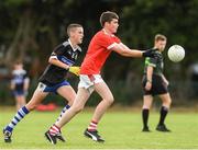 2 July 2022; Evan Nolan of Durlas Og Co Tipperary in action against Keane McArdle of St Patrick's Dromintee Co Armagh, during the Cup Final between St Patrick's Dromintee Co Armagh and Durlas Og Co Tipperary at the John West National Football Feile 2022 event at Kildare GAA Centre in Hawkfield, Kildare. Photo by Matt Browne/Sportsfile