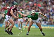 3 July 2022; Kyle Hayes of Limerick in action against Cathal Mannion of Galway during the GAA Hurling All-Ireland Senior Championship Semi-Final match between Limerick and Galway at Croke Park in Dublin. Photo by Sam Barnes/Sportsfile