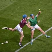 3 July 2022; Mike Casey of Limerick in action against Conor Cooney of Galway during the GAA Hurling All-Ireland Senior Championship Semi-Final match between Limerick and Galway at Croke Park in Dublin. Photo by Daire Brennan/Sportsfile
