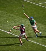 3 July 2022; Brian Concannon of Galway in action against Mike Casey of Limerick during the GAA Hurling All-Ireland Senior Championship Semi-Final match between Limerick and Galway at Croke Park in Dublin. Photo by Daire Brennan/Sportsfile