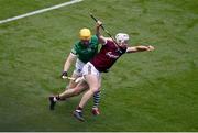 3 July 2022; Darren Morrissey of Galway in action against Séamus Flanagan of Limerick during the GAA Hurling All-Ireland Senior Championship Semi-Final match between Limerick and Galway at Croke Park in Dublin. Photo by Daire Brennan/Sportsfile