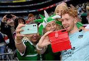 3 July 2022; Cian Lynch of Limerick with supporters after the GAA Hurling All-Ireland Senior Championship Semi-Final match between Limerick and Galway at Croke Park in Dublin. Photo by Stephen McCarthy/Sportsfile