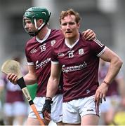 3 July 2022; Galway players Cathal Mannion, left, and Conor Whelan after their side's defeat in the GAA Hurling All-Ireland Senior Championship Semi-Final match between Limerick and Galway at Croke Park in Dublin. Photo by Piaras Ó Mídheach/Sportsfile