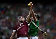 3 July 2022; Conor Cooney of Galway in action against Declan Hannon of Limerick during the GAA Hurling All-Ireland Senior Championship Semi-Final match between Limerick and Galway at Croke Park in Dublin. Photo by David Fitzgerald/Sportsfile
