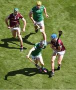 3 July 2022; Graeme Mulcahy of Limerick in action against Conor Cooney of Galway during the GAA Hurling All-Ireland Senior Championship Semi-Final match between Limerick and Galway at Croke Park in Dublin. Photo by Daire Brennan/Sportsfile
