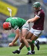 3 July 2022; Barry Nash of Limerick in action against Fintan Burke of Galway during the GAA Hurling All-Ireland Senior Championship Semi-Final match between Limerick and Galway at Croke Park in Dublin. Photo by Piaras Ó Mídheach/Sportsfile