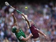 3 July 2022; Brian Concannon of Galway in action against Seán Finn of Limerick during the GAA Hurling All-Ireland Senior Championship Semi-Final match between Limerick and Galway at Croke Park in Dublin. Photo by Piaras Ó Mídheach/Sportsfile
