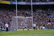 3 July 2022; Nickie Quaid of Limerick is beaten by a shot by Brian Concannon of Galway, right, for Galway's first goal during the GAA Hurling All-Ireland Senior Championship Semi-Final match between Limerick and Galway at Croke Park in Dublin. Photo by Piaras Ó Mídheach/Sportsfile