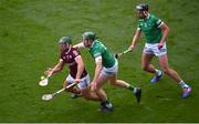 3 July 2022; Fintan Burke of Galway in action against William O'Donoghue of Limerick during the GAA Hurling All-Ireland Senior Championship Semi-Final match between Limerick and Galway at Croke Park in Dublin. Photo by Daire Brennan/Sportsfile