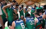 3 July 2022; The Ireland team during a time-out in the FIBA EuroBasket 2025 Pre-Qualifier First Round Group A match between Ireland and Switzerland at National Basketball Arena in Dublin. Photo by Ramsey Cardy/Sportsfile