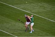 3 July 2022; Seán Finn of Limerick in action against Conor Cooney of Galway during the GAA Hurling All-Ireland Senior Championship Semi-Final match between Limerick and Galway at Croke Park in Dublin. Photo by Daire Brennan/Sportsfile