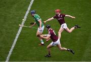 3 July 2022; David Reidy of Limerick in action against Joseph Cooney, left, and Tom Monaghan of Galway during the GAA Hurling All-Ireland Senior Championship Semi-Final match between Limerick and Galway at Croke Park in Dublin. Photo by Daire Brennan/Sportsfile
