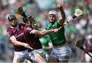 3 July 2022; Kyle Hayes of Limerick in action against Pádraic Mannion of Galway during the GAA Hurling All-Ireland Senior Championship Semi-Final match between Limerick and Galway at Croke Park in Dublin. Photo by Piaras Ó Mídheach/Sportsfile