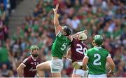 3 July 2022; Diarmaid Byrnes of Limerick in action against Jason Flynn of Galway during the GAA Hurling All-Ireland Senior Championship Semi-Final match between Limerick and Galway at Croke Park in Dublin. Photo by Stephen McCarthy/Sportsfile