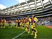 3 July 2022; Volunteer Lifeboat crew from around Ireland promote the RNLI’s drowning prevention partnership with the GAA on the pitch at Croke Park during the GAA Hurling All-Ireland Senior Championship Semi-Final between Limerick and Galway. Photo by David Fitzgerald/Sportsfile