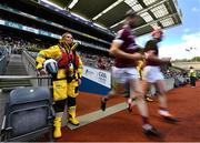 3 July 2022; Lifeboat volunteer Jen Harris at the tunnel as Galway players run out as the Volunteer Lifeboat crew from around Ireland promote the RNLI’s drowning prevention partnership with the GAA on the pitch at Croke Park during the GAA Hurling All-Ireland Senior Championship Semi-Final between Limerick and Galway. Photo by David Fitzgerald/Sportsfile