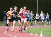3 July 2022; Daragh Naughton of Letterkenny A.C., left, and Daniel Downey of Portlaoise A.C. competing in the Boy's U14's 800m during day one of the Irish Life Health National Juvenile Track and Field Championships at Tullamore in Offaly. Photo by George Tewkesbury/Sportsfile