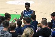 3 July 2022; Aidan Harris Igiehon of Ireland with supporters after the FIBA EuroBasket 2025 Pre-Qualifier First Round Group A match between Ireland and Switzerland at National Basketball Arena in Dublin. Photo by Ramsey Cardy/Sportsfile