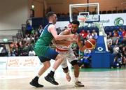 3 July 2022; Selim Fofana of Switzerland in action against CJ Fulton of Ireland during the FIBA EuroBasket 2025 Pre-Qualifier First Round Group A match between Ireland and Switzerland at National Basketball Arena in Dublin. Photo by Ramsey Cardy/Sportsfile