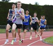 3 July 2022; Andrew McGilton of Dundrum South Dublin A.C. leading the field while competing in the Boy's U18 800m during day one of the Irish Life Health National Juvenile Track and Field Championships at Tullamore in Offaly. Photo by George Tewkesbury/Sportsfile