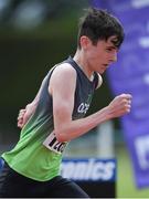 3 July 2022; Lorcan Forde-Dunne of Ace Athletics A.C. competing in the Boy's U15 800m during day one of the Irish Life Health National Juvenile Track and Field Championships at Tullamore in Offaly. Photo by George Tewkesbury/Sportsfile