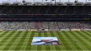 3 July 2022; Volunteer Lifeboat crew from around Ireland promote the RNLI’s drowning prevention partnership with the GAA on the pitch at Croke Park during the GAA Hurling All-Ireland Senior Championship Semi-Final between Limerick and Galway. Photo by Daire Brennan/Sportsfile