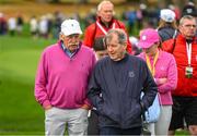 4 July 2022; Irish businessmen Dermot Desmond, left, and JP McManus during day one of the JP McManus Pro-Am at Adare Manor Golf Club in Adare, Limerick. Photo by Ramsey Cardy/Sportsfile