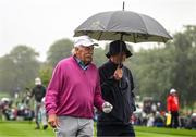 4 July 2022; Irish businessmen Dermot Desmond, left, and JP McManus during day one of the JP McManus Pro-Am at Adare Manor Golf Club in Adare, Limerick. Photo by Ramsey Cardy/Sportsfile