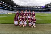 3 July 2022; The Galway team, back row, left to right, Erin May McCabe, Dromin NS, Dunleer, Louth, Lucy Cullen, St Michael's NS, Glenfarne, Leitrim, Molly O'Neill, St Vincent de Paul GNS, Marino, Dublin, Isabelle Lambert, St Brigid's NS, Castleknock, Dublin, Shona Gilsenan, St Feichin's NS, Fore, Westmeath, front row, left to right, Tara McCabe, Scoile Mhuire, Tullybrack, Monaghan, Ellie Roberts, St Brigid's, Clonegal, Carlow, Eimear McGaghey, St Mary's PS, Bellanaleck, Fermanagh, Gráinne Doherty, St John Bosco Ballynease PS, Antrim, ahead of the INTO Cumann na mBunscol GAA Respect Exhibition Go Games before the GAA Hurling All-Ireland Senior Championship Semi-Final match between Limerick and Galway at Croke Park in Dublin. Photo by Daire Brennan/Sportsfile