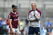 3 July 2022; Galway manager Henry Shefflin with Kevin Cooney during the GAA Hurling All-Ireland Senior Championship Semi-Final match between Limerick and Galway at Croke Park in Dublin. Photo by David Fitzgerald/Sportsfile