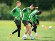4 July 2022; Gary O'Neill and Andy Lyons during a Shamrock Rovers training session at Roadstone Group Sports Club in Dublin. Photo by Harry Murphy/Sportsfile