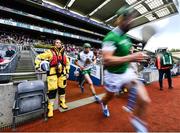 3 July 2022; Lifeboat volunteer Jen Harris at the tunnel as Limerick players run out as the Volunteer Lifeboat crew from around Ireland promote the RNLI’s drowning prevention partnership with the GAA on the pitch at Croke Park during the GAA Hurling All-Ireland Senior Championship Semi-Final between Limerick and Galway. Photo by David Fitzgerald/Sportsfile