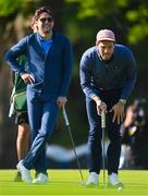 4 July 2022; Actor Jamie Dornan, right, and musician Niall Horan during day one of the JP McManus Pro-Am at Adare Manor Golf Club in Adare, Limerick. Photo by Ramsey Cardy/Sportsfile
