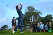 4 July 2022; Musician Niall Horan on the fifth during day one of the JP McManus Pro-Am at Adare Manor Golf Club in Adare, Limerick. Photo by Ramsey Cardy/Sportsfile