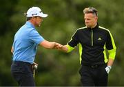 4 July 2022; Westlife members Kian Egan, left, and Nicky Byrne during day one of the JP McManus Pro-Am at Adare Manor Golf Club in Adare, Limerick. Photo by Ramsey Cardy/Sportsfile