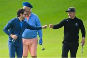 4 July 2022; Musician Niall Horan, left, and Luke Donald of England during day one of the JP McManus Pro-Am at Adare Manor Golf Club in Adare, Limerick. Photo by Ramsey Cardy/Sportsfile