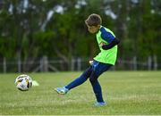 4 July 2022; Seámie Whelan during the INTERSPORT Elverys FAI Summer Soccer Schools at Curracloe United FC in Ballaghablake, Wexford. Photo by Piaras Ó Mídheach/Sportsfile