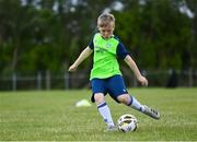4 July 2022; Jamie Dempsey during the INTERSPORT Elverys FAI Summer Soccer Schools at Curracloe United FC in Ballaghablake, Wexford. Photo by Piaras Ó Mídheach/Sportsfile